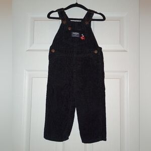 OshKosh B'gosh Toddler Girl Black Corduroy Overalls Size 18 Months